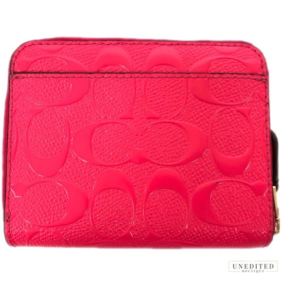 NWT - COACH Signature Zip Wallet, Neon Pink - Picture 2 of 7